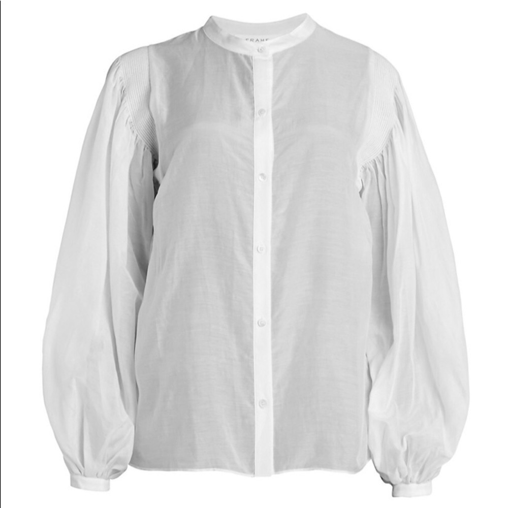 FRAME Smocked Vintage-Style Blouse XS